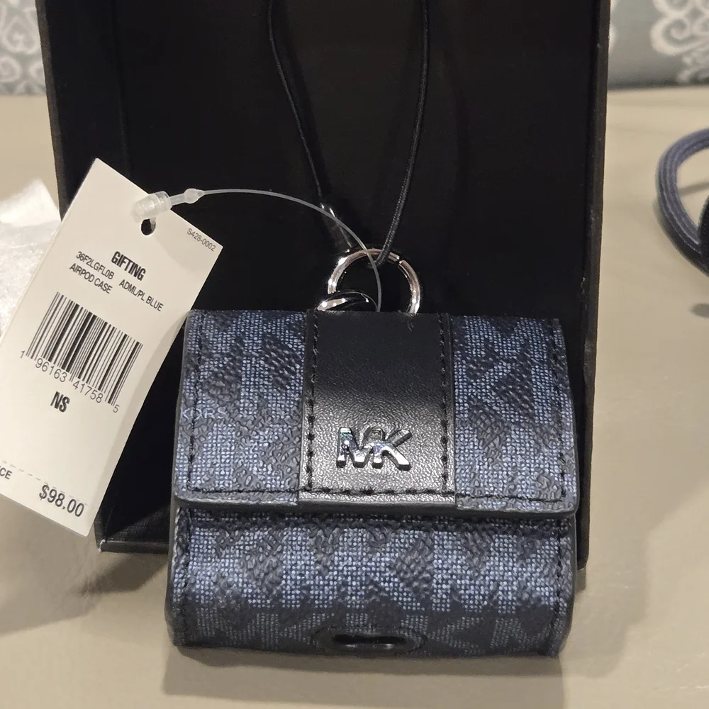 Airpod Case With Lanyard Blue Michael Kors NWT